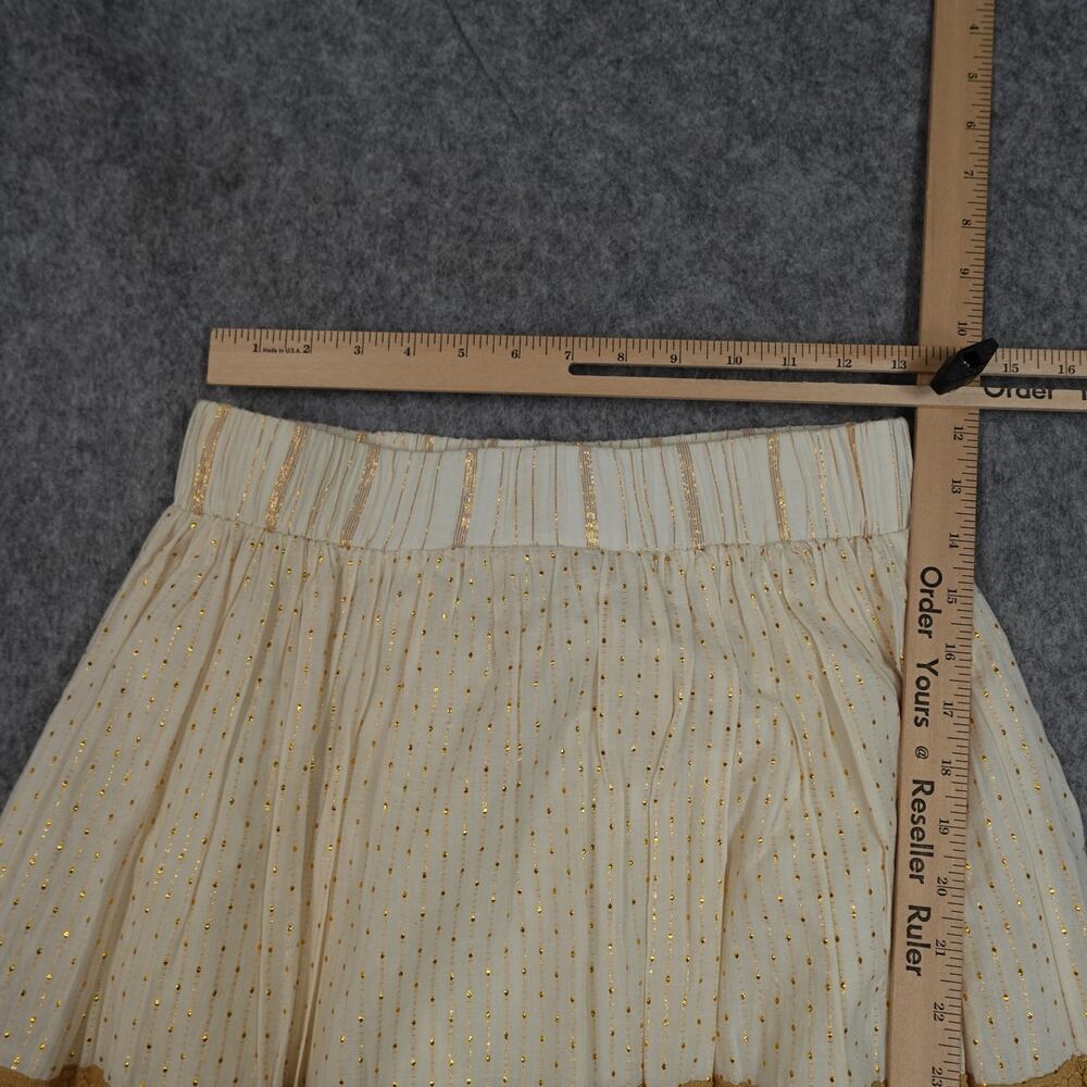 Anthropologie Skirt Womens Small NWT Midi Raga Raffaella Tasseled Boho Tan Cream - Picture 5 of 10